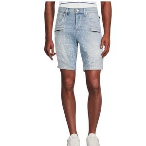 Hudson Blinder Biker Moto Denim Shorts Distressed Paint Splatter Details Size 30